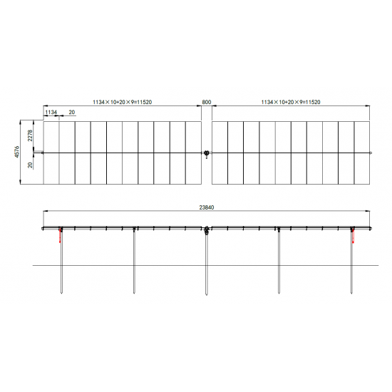 ST-02-40PV-2278 single axis solar tracker system